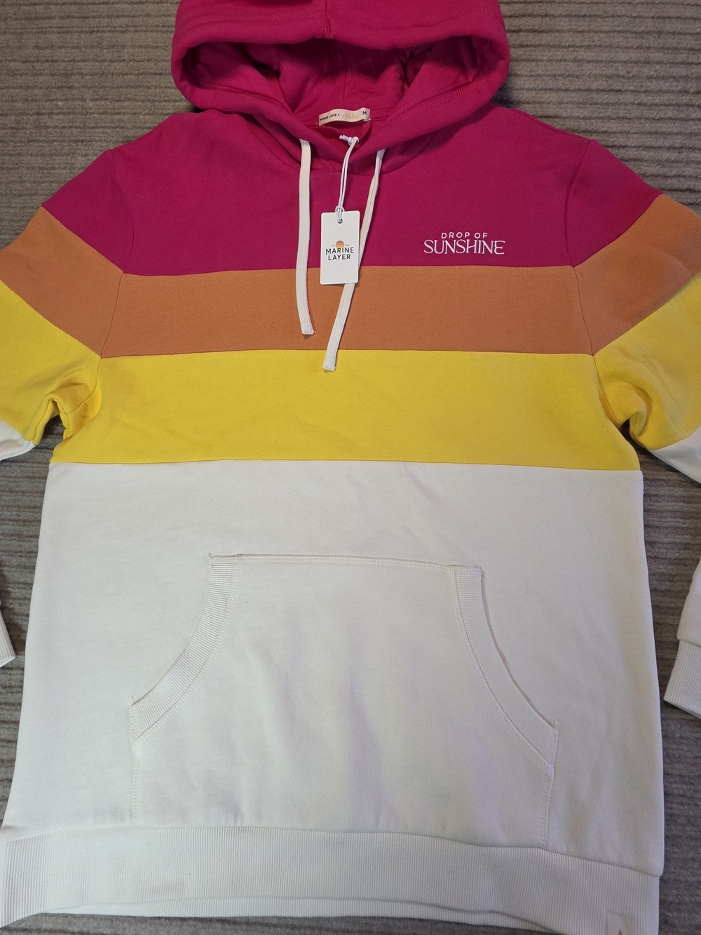 Marine Layer Drop Of Sunshine Hoodie Medium Color Block Fleece Pullover NWT